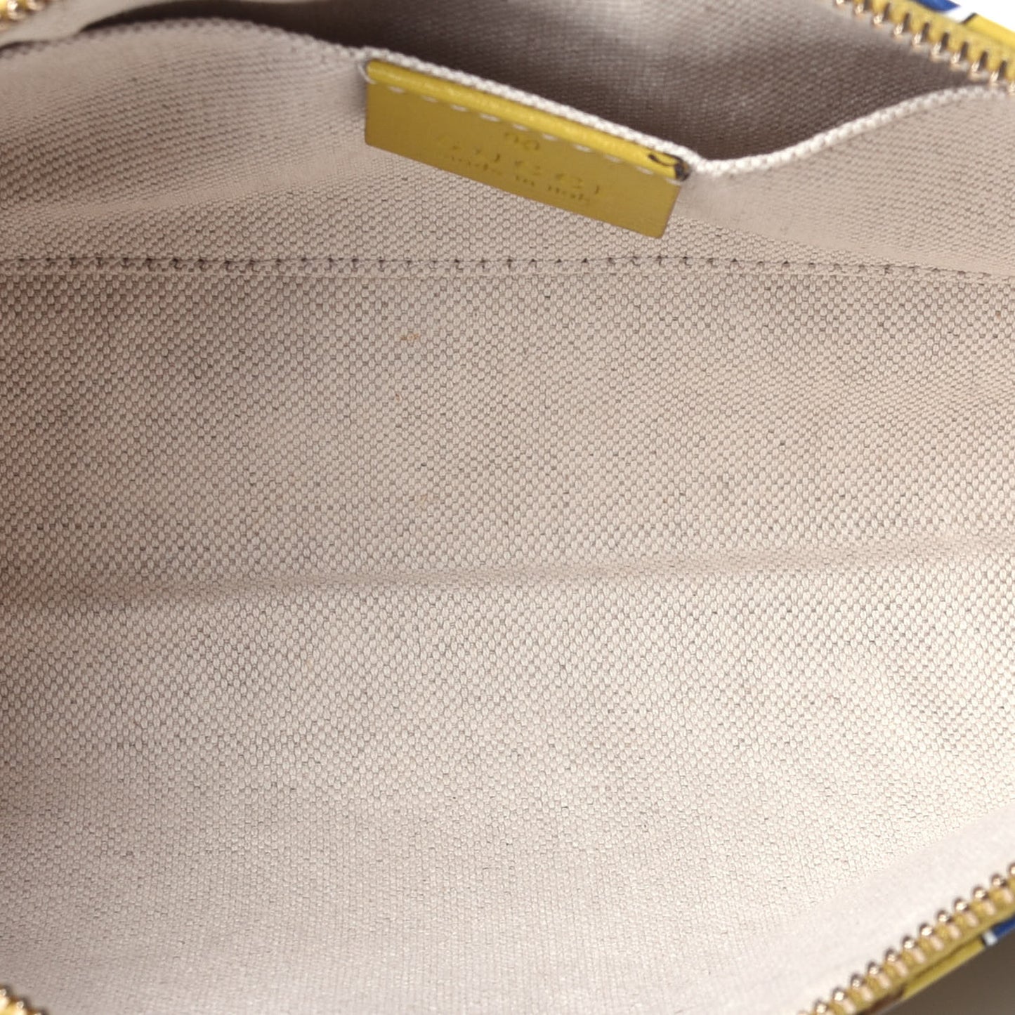 Calfskin Heartbeat Print Large Pouch Yellow Multicolor