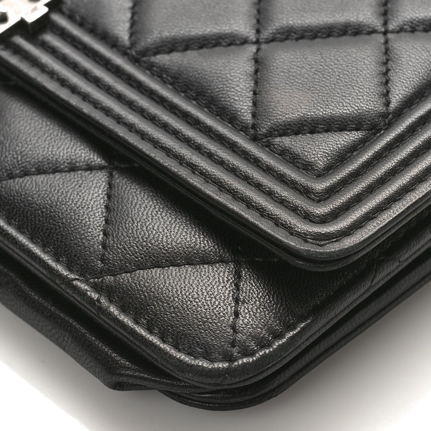 Lambskin Quilted Boy Wallet On Chain WOC Black