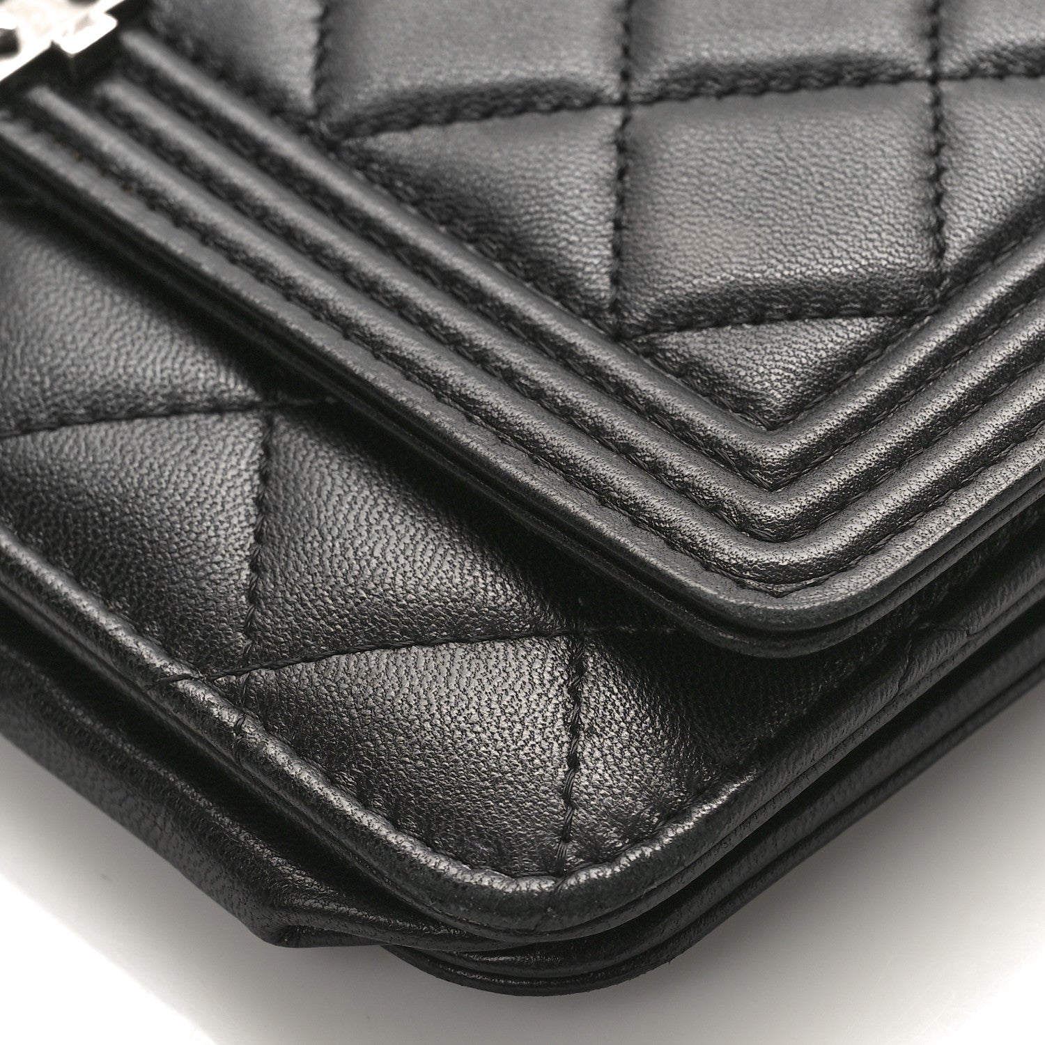 Chanel Lambskin Quilted Boy Wallet On Chain WOC Black 9 of 11