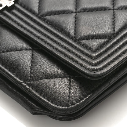 Chanel Lambskin Quilted Boy Wallet On Chain WOC Black 9 of 11