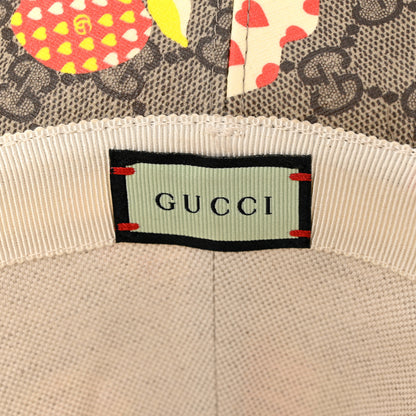 Gucci GG Supreme Monogram Les Pommes Bob Apple Bucket Hat Beige Ebony Multicolor 8 of 9