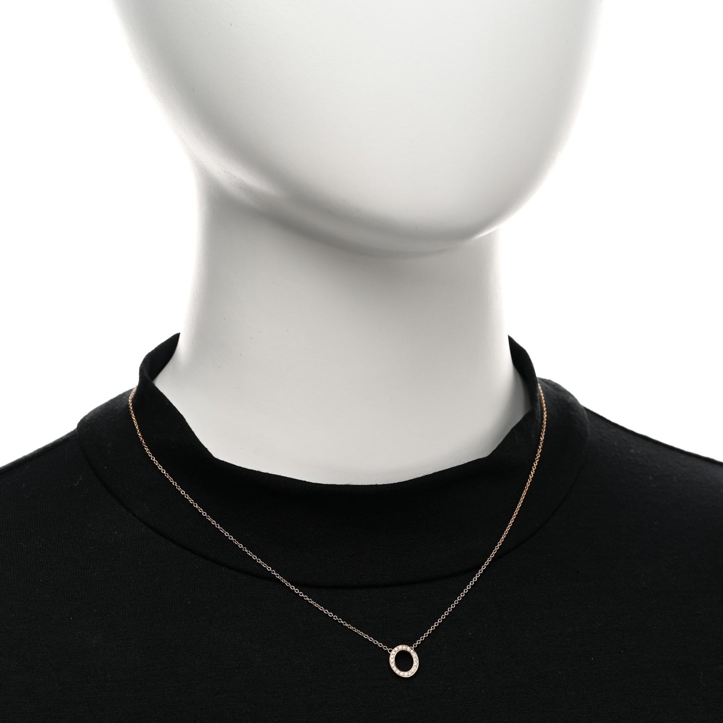 18K Rose Gold Diamond Letter O Pendant Necklace