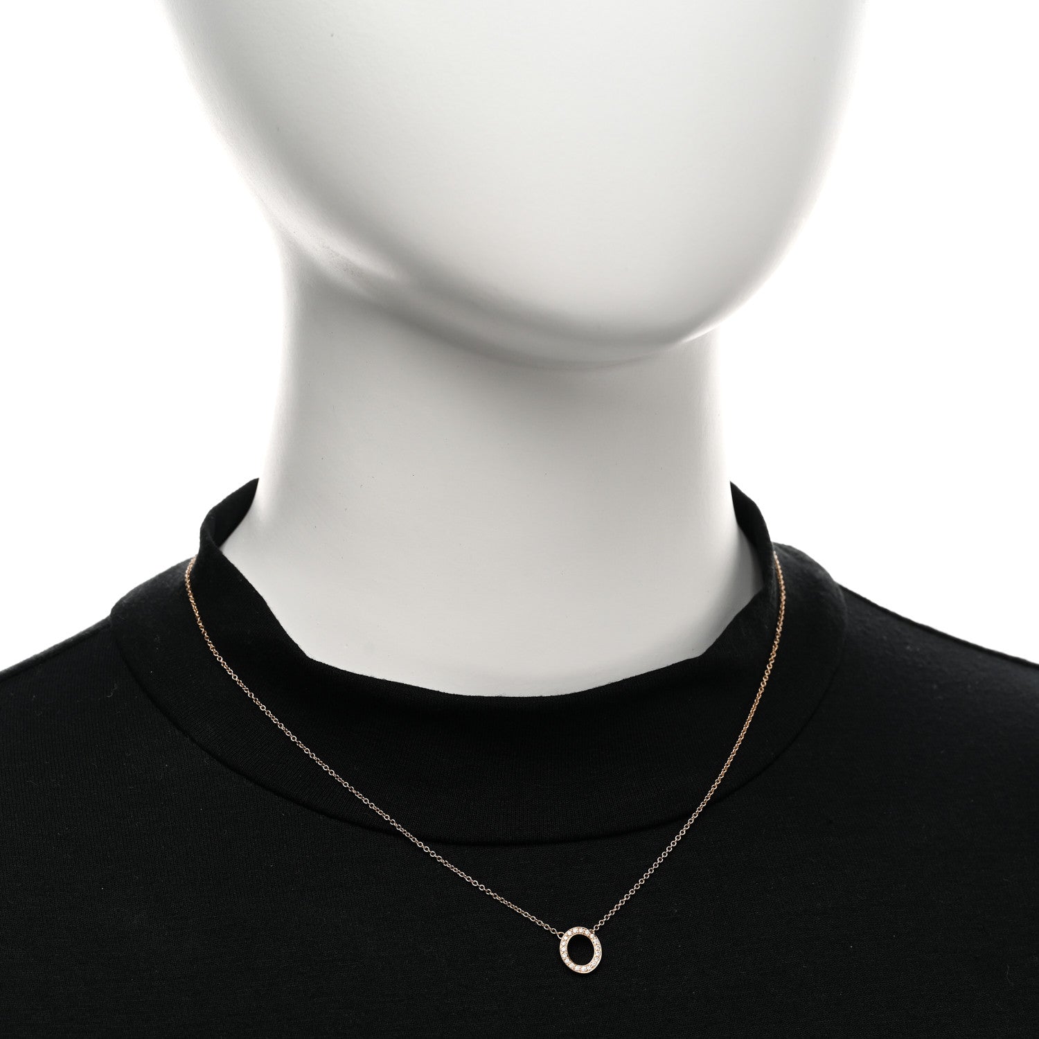 Tiffany 18K Rose Gold Diamond Letter O Pendant Necklace 2 of 4