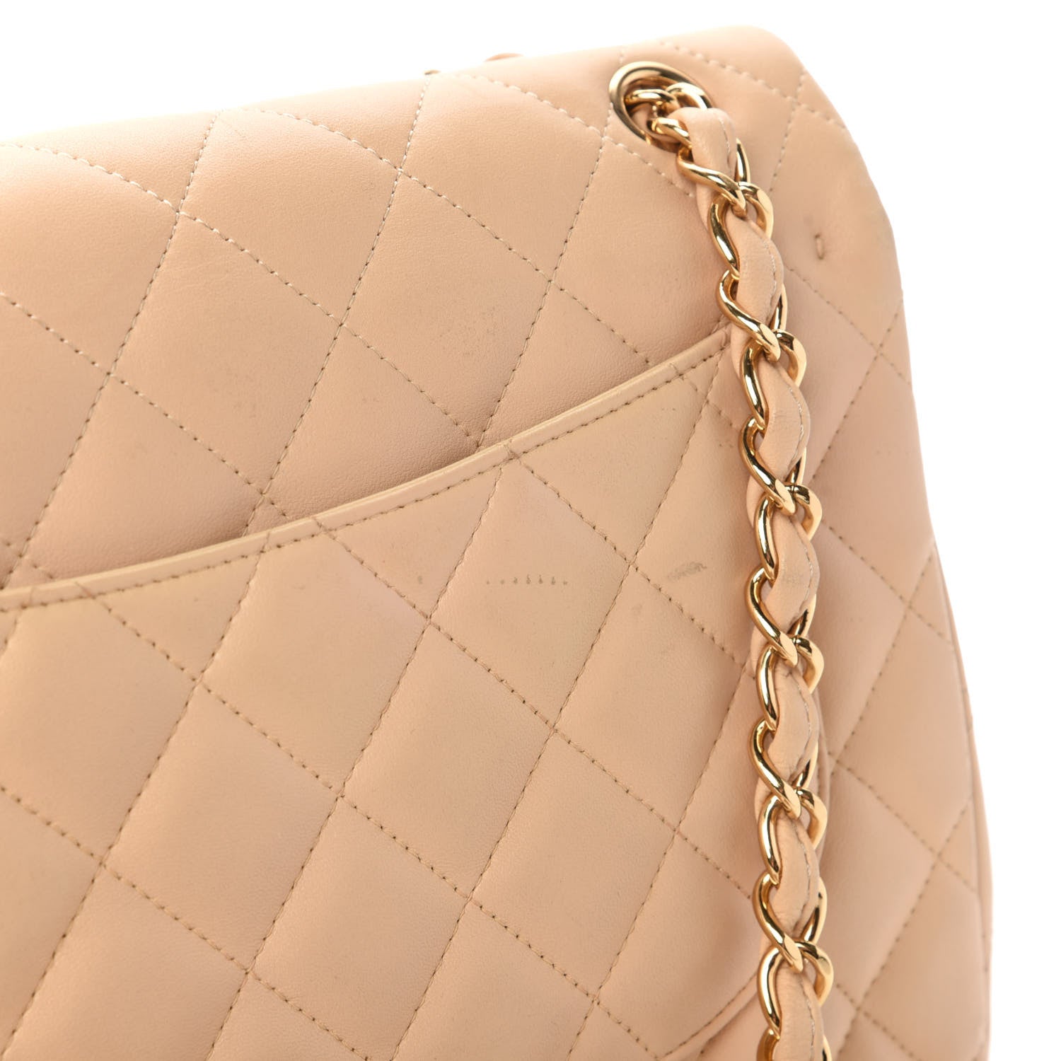 Chanel Lambskin Quilted Jumbo Double Flap Beige 12 of 13