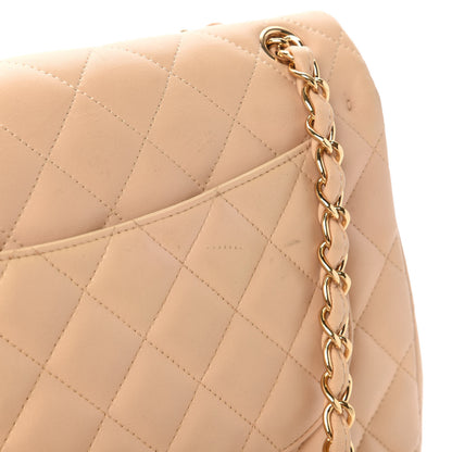 Chanel Lambskin Quilted Jumbo Double Flap Beige 12 of 13
