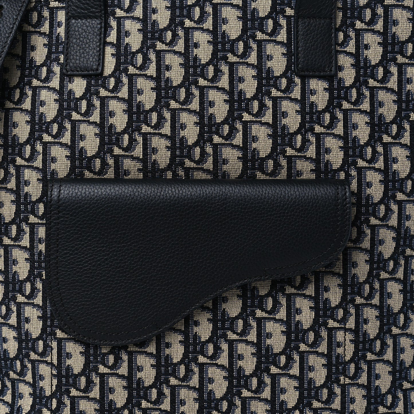 Oblique Saddle Tote Beige Black
