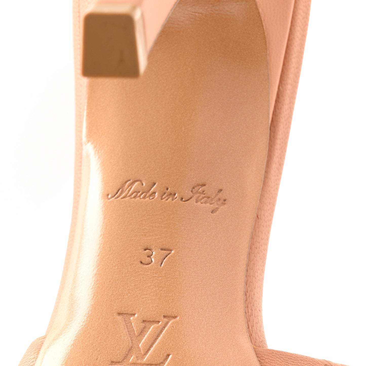 Lambskin Embossed Monogram Revival Mules 37 Peche Beige