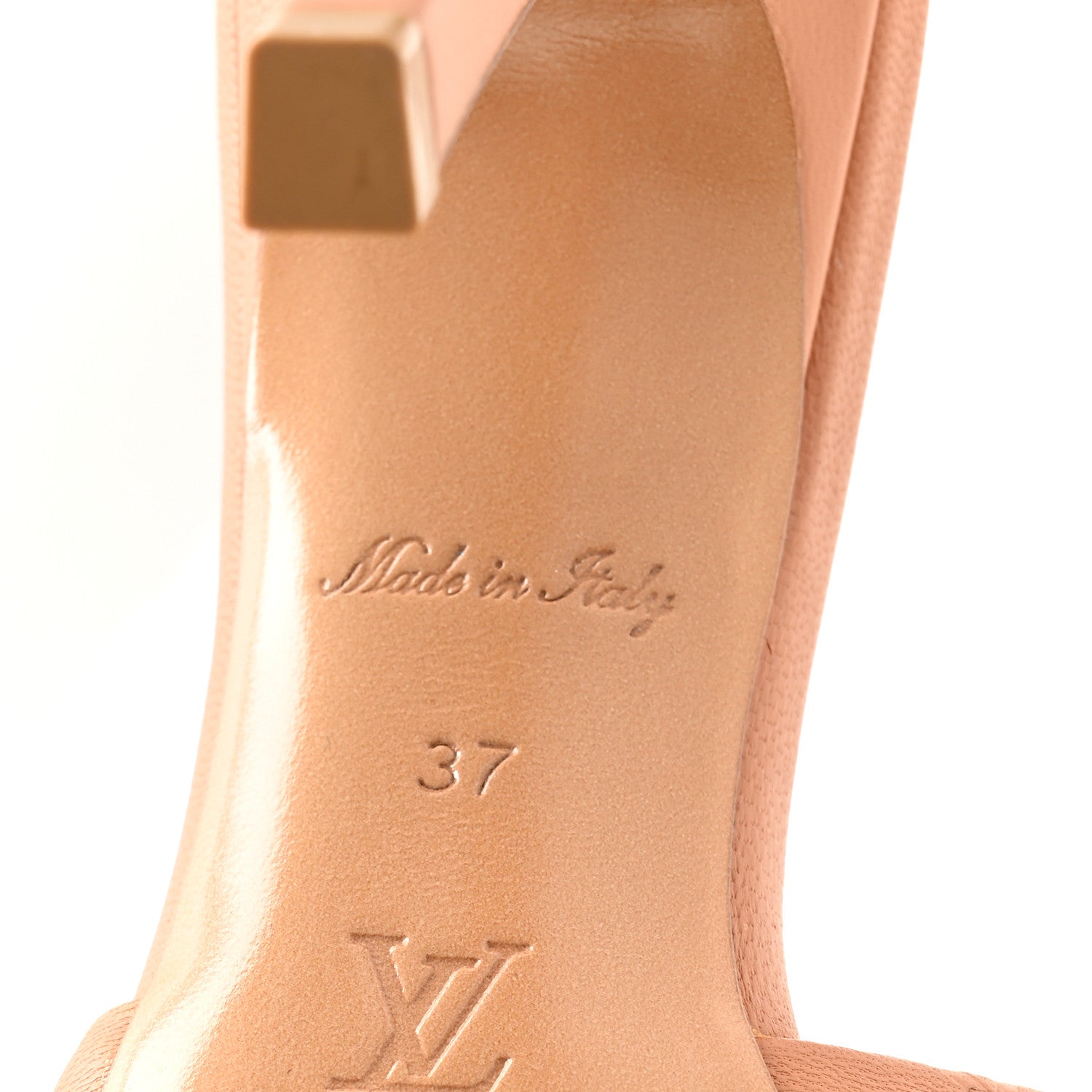 Louis Vuitton Lambskin Embossed Monogram Revival Mules 37 Peche Beige 7 of 8