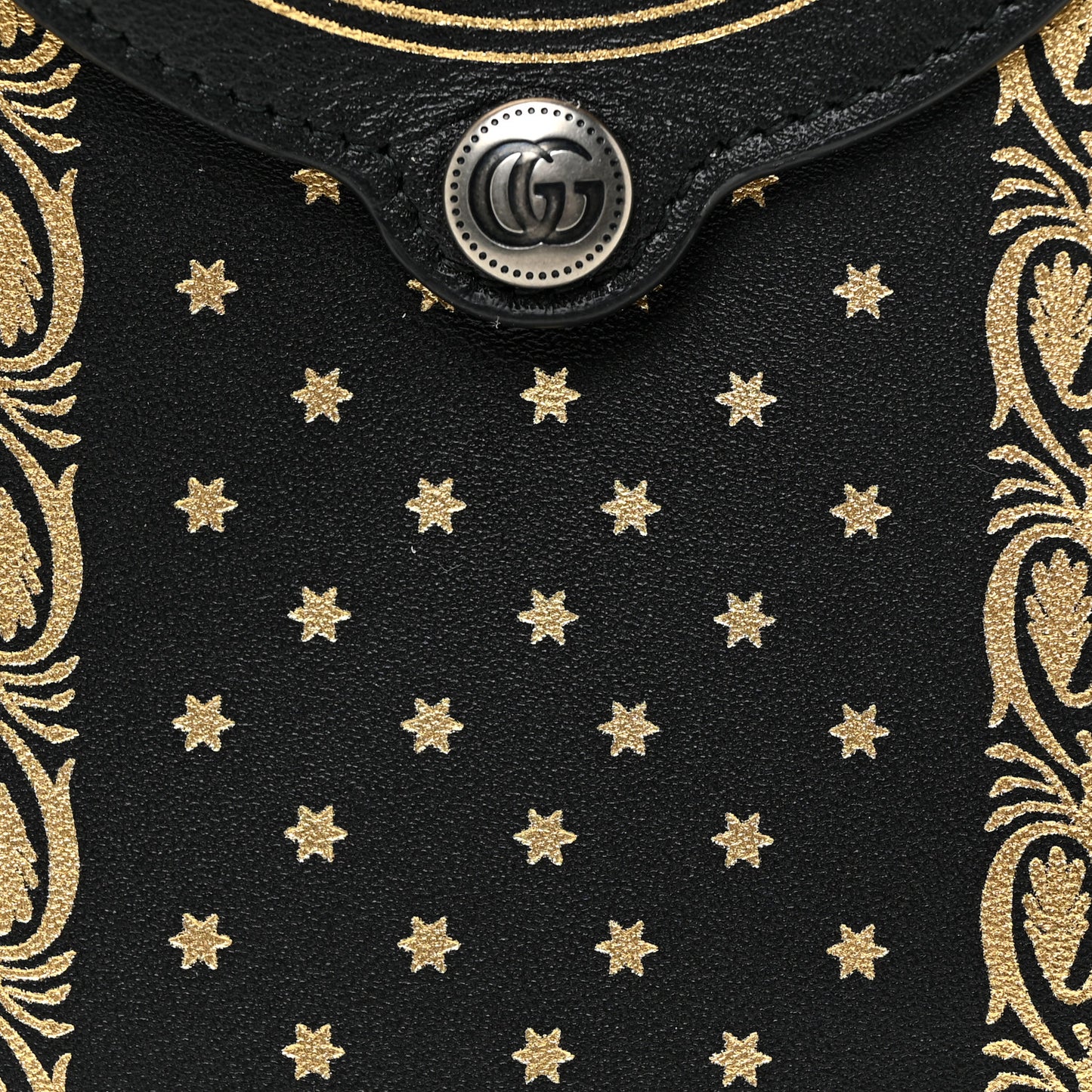 X SEGA Calfskin GUCCY Stars Sunglasses Case Black Gold