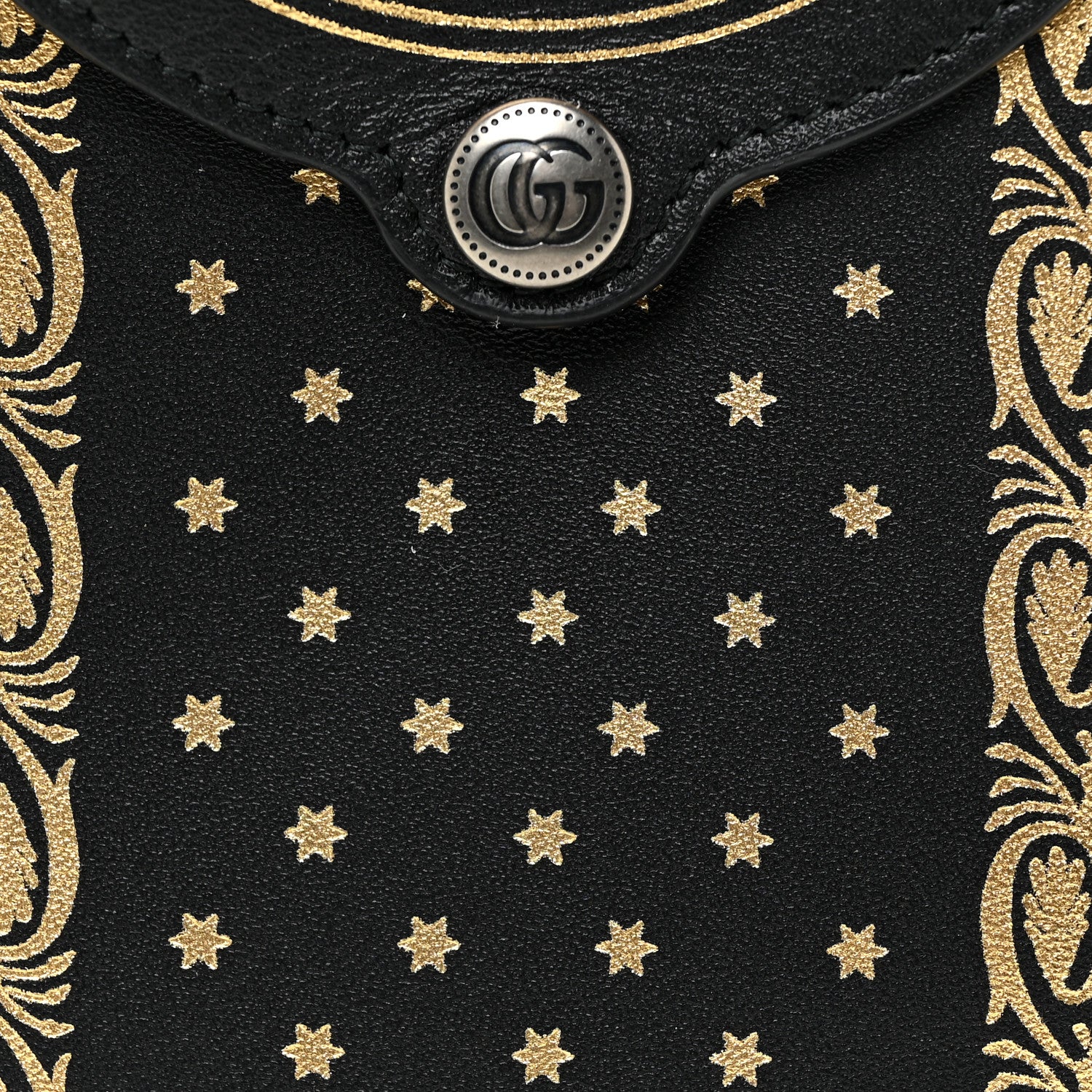 Gucci X SEGA Calfskin GUCCY Stars Sunglasses Case Black Gold 6 of 8