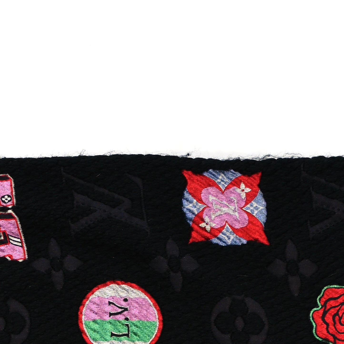 Wool Silk Stories Logomania Scarf Black