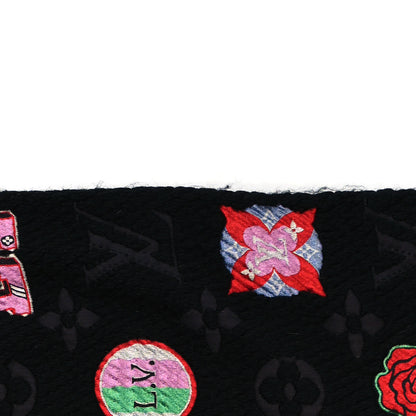 Louis Vuitton Wool Silk Stories Logomania Scarf Black 4 of 5