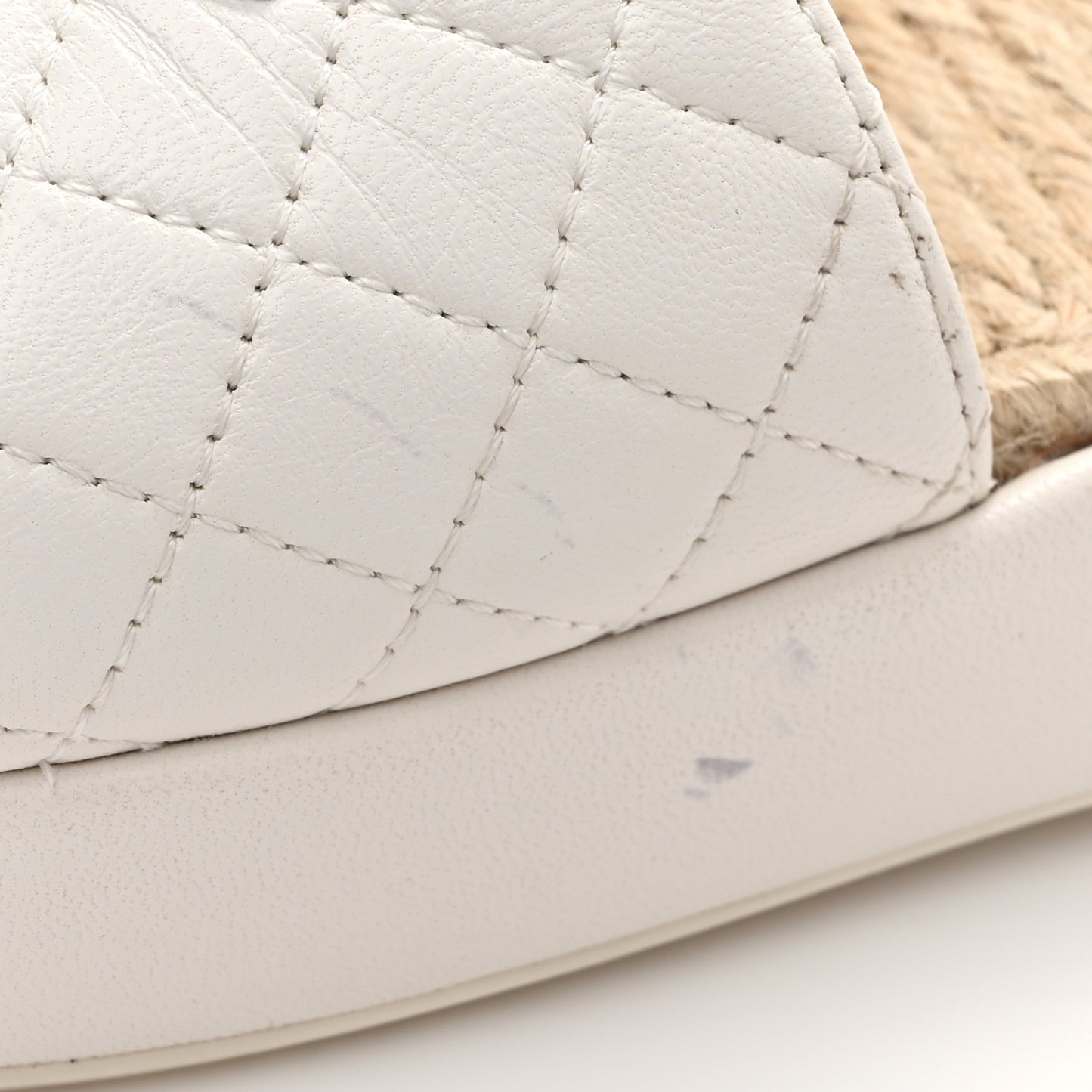 Lambskin Quilted CC Espadrille Slip On Sandals 41 White