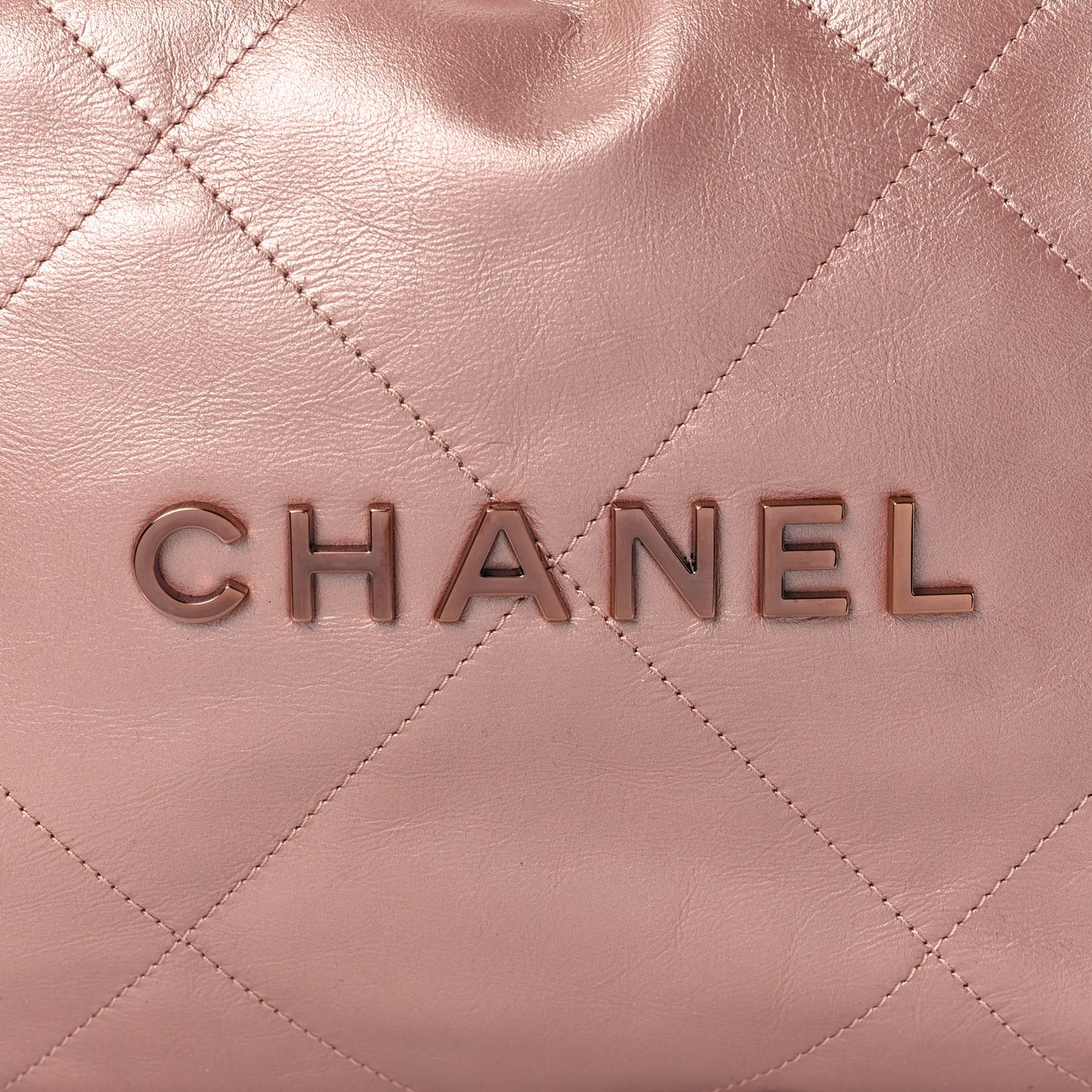 Metallic Calfskin Quilted Small Chanel 22 Pink