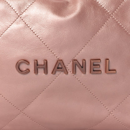 Chanel Metallic Calfskin Quilted Small Chanel 22 Pink 12 of 12