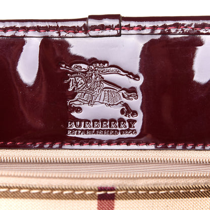 Burberry Patent Trim Nova Check Medium Shopper Tote Red 9 of 12