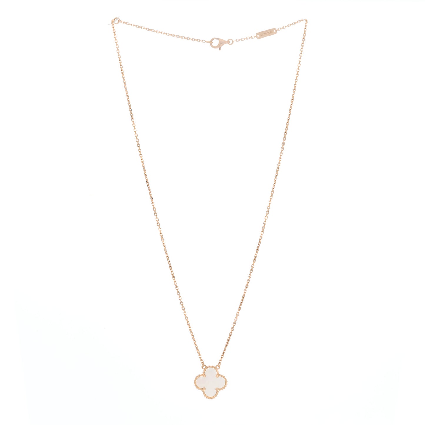 18K Rose Gold Mother of Pearl Vintage Alhambra Pendant Necklace