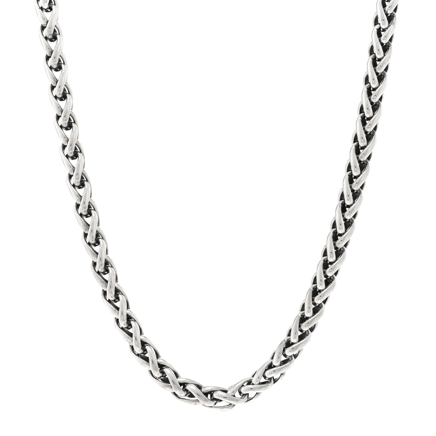 Sterling Silver 14K Yellow Gold 6mm Wheat Chain Necklace