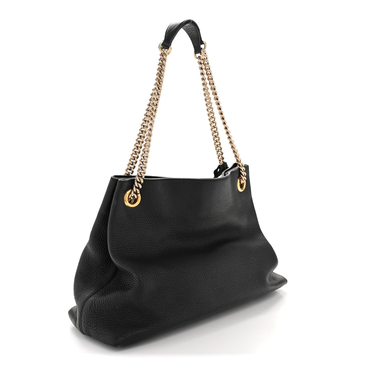 Pebbled Calfskin Medium Soho Chain Shoulder Bag Black