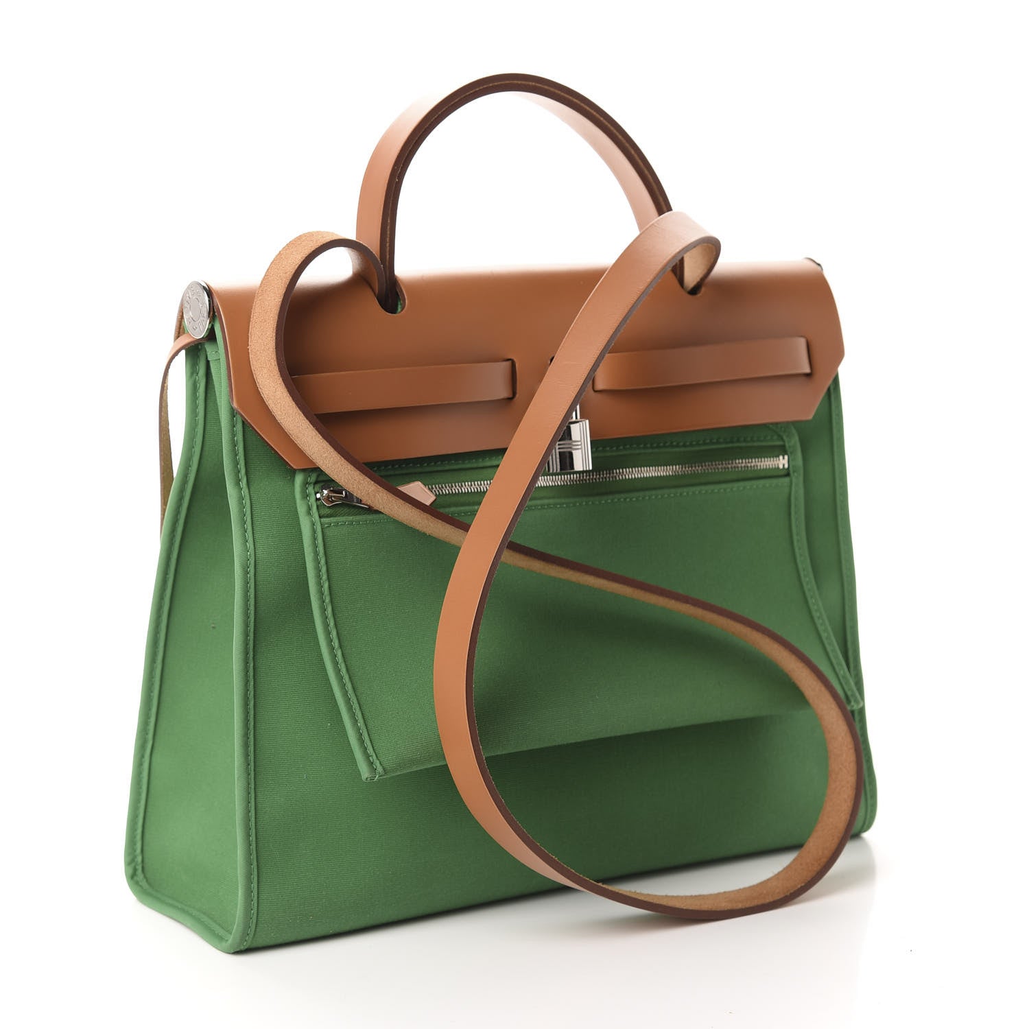 Hermes Vache Hunter Toile Herbag Zip 31 PM Cactus Natural 4 of 12