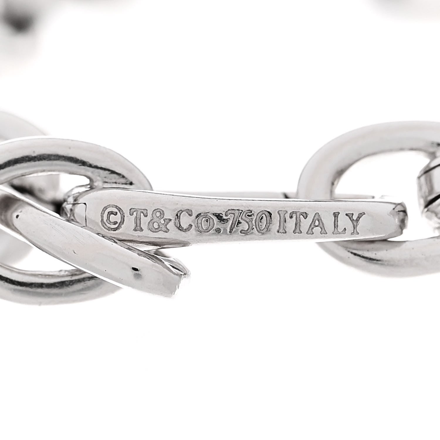 Tiffany 18K White Gold Clasping Oval Link Bracelet 3 of 4