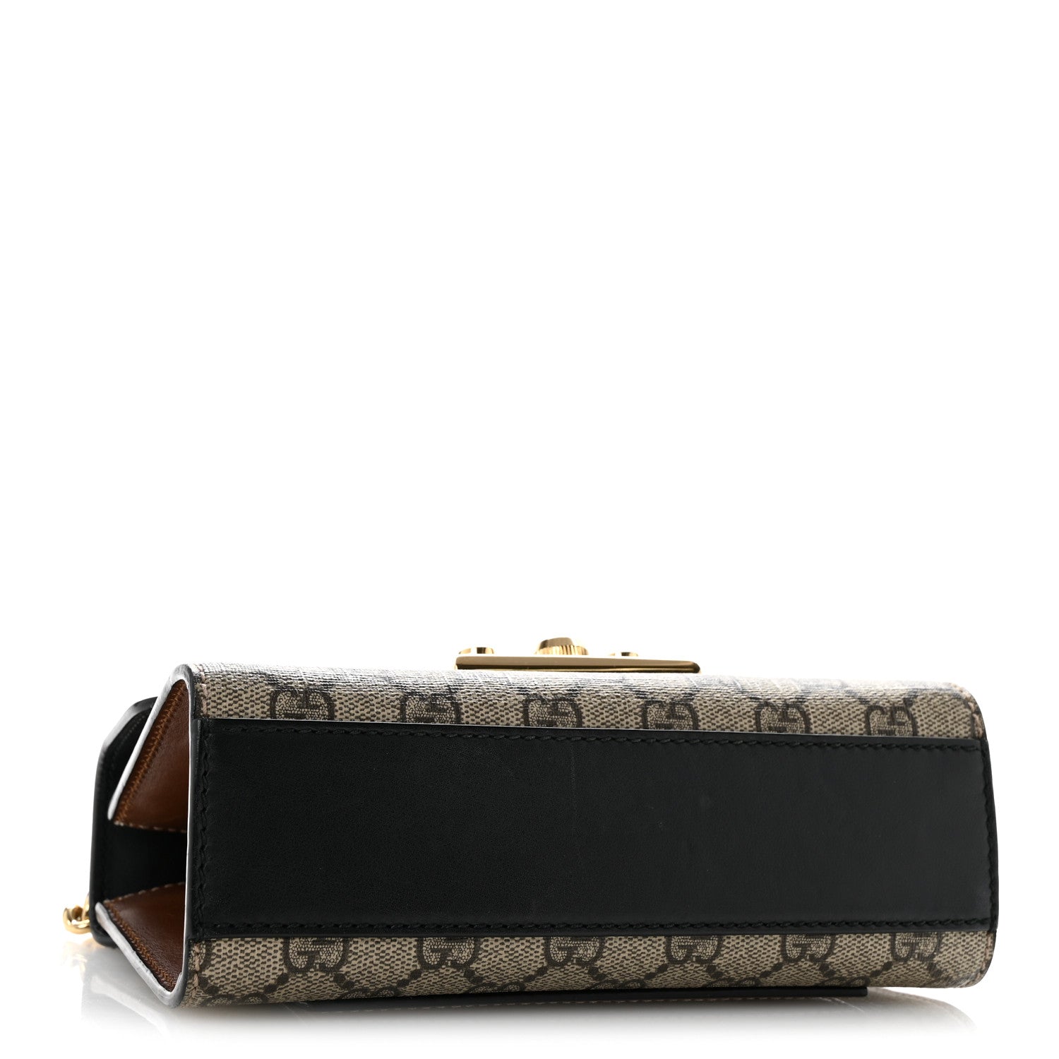 Gucci GG Supreme Monogram Calfskin Small Padlock Shoulder Bag Beige Black Cuir 4 of 12