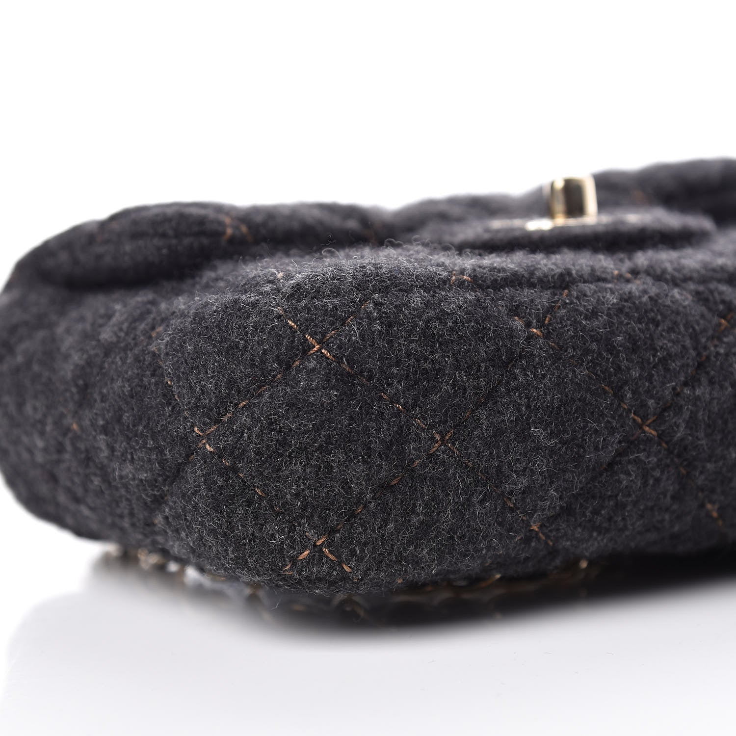 Chanel Wool Contrast Stitch Mini Square Flap Charcoal 5 of 11