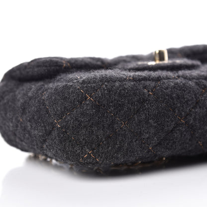 Chanel Wool Contrast Stitch Mini Square Flap Charcoal 5 of 11