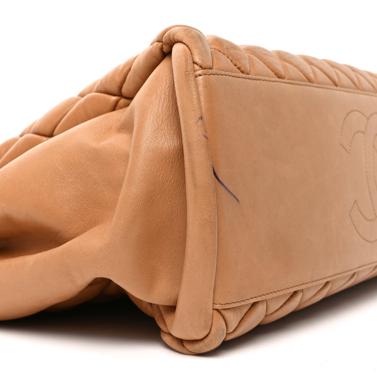 Lambskin Quilted Medium New Bubble North South Tote Light Brown