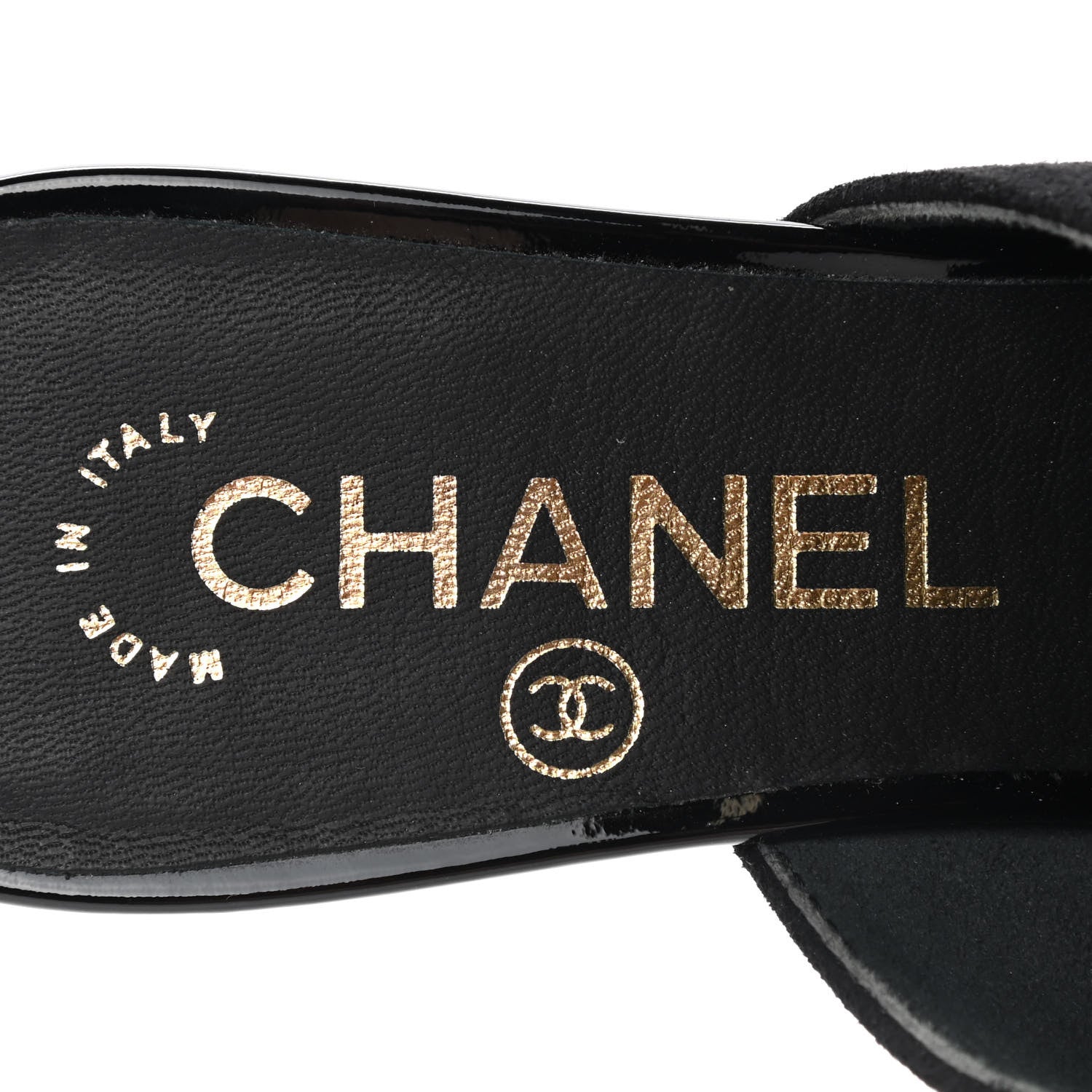 Chanel Suede Patent Calfskin Cap Toe Pearl Mule 36 Black 7 of 9