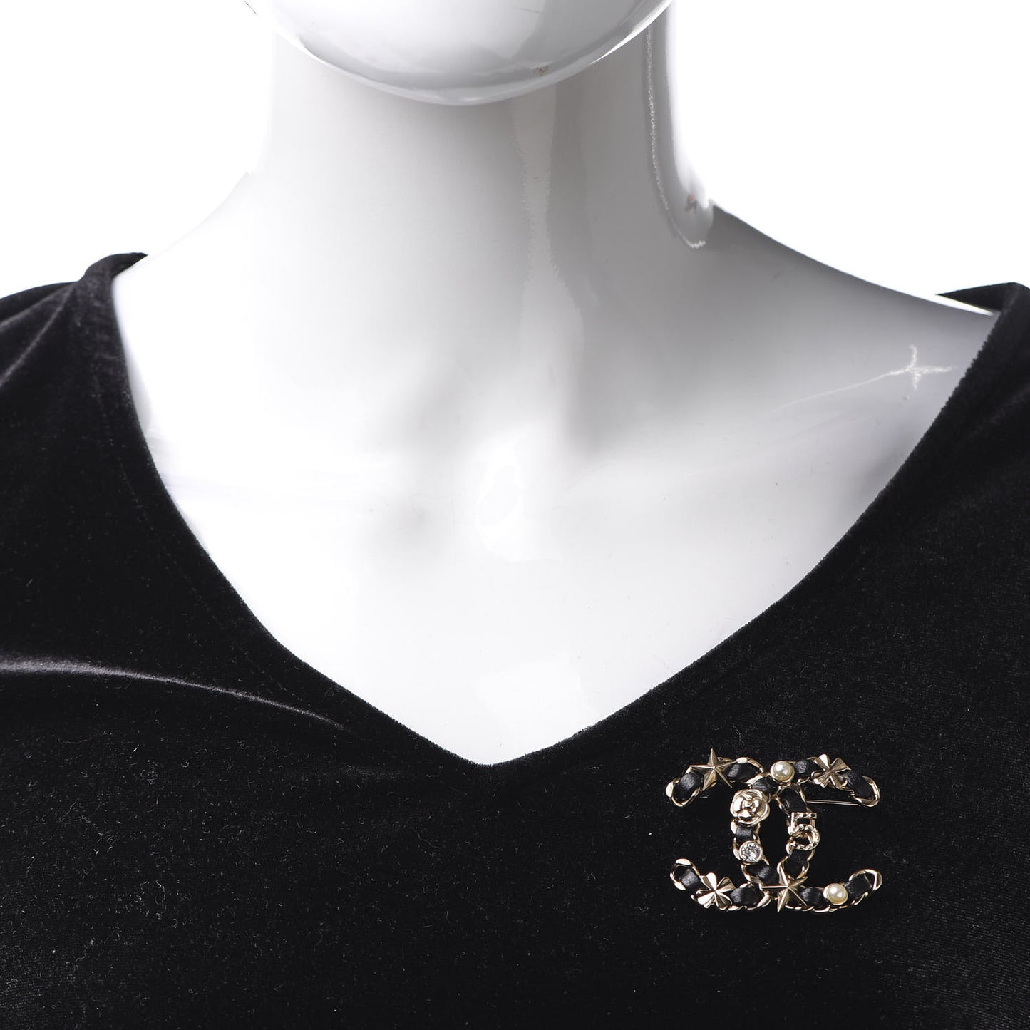 Lambskin Pearl Strass Sergeant Brooch Gold