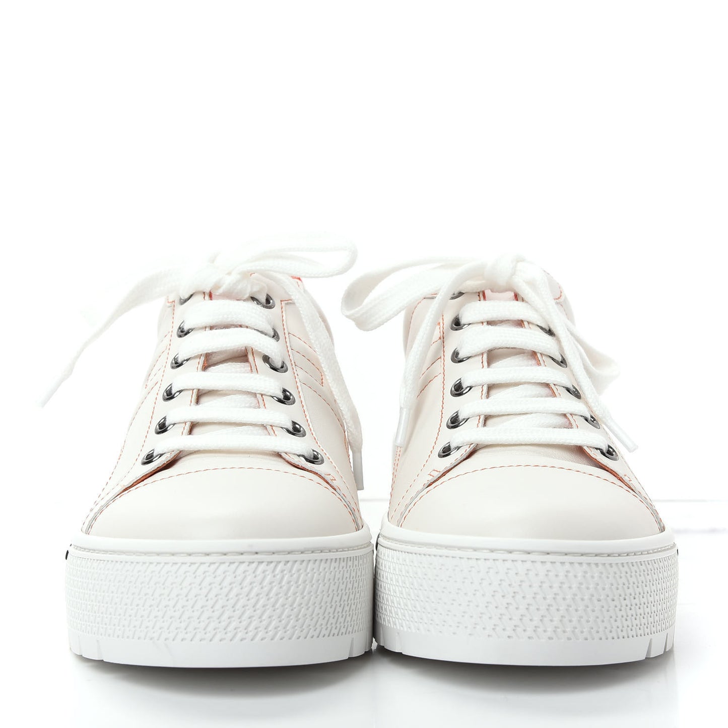 Calfskin Womens Voltage Sneakers 38.5 White Orange