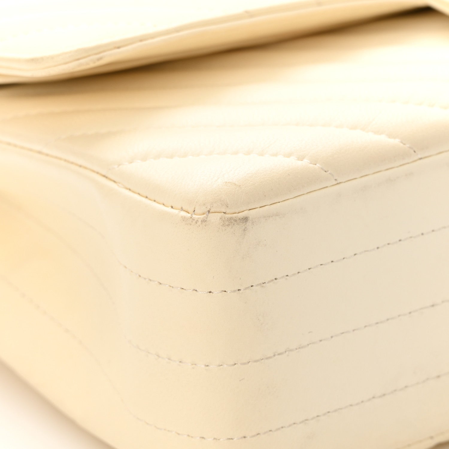 Chanel Lambskin Chevron Quilted Medium Double Flap Ivory 9 of 24
