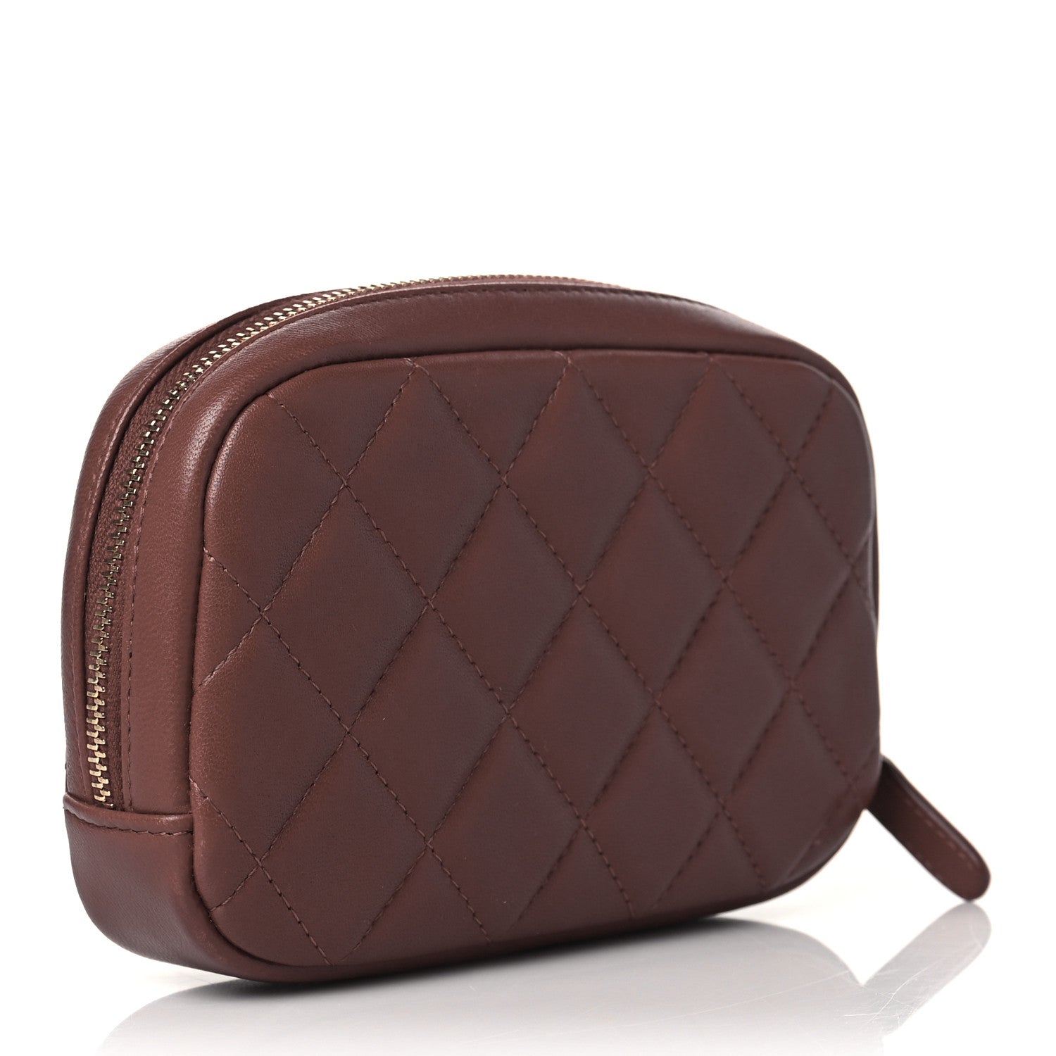 Chanel Lambskin Quilted Small Curvy Pouch Cosmetic Case Red 3 of 9