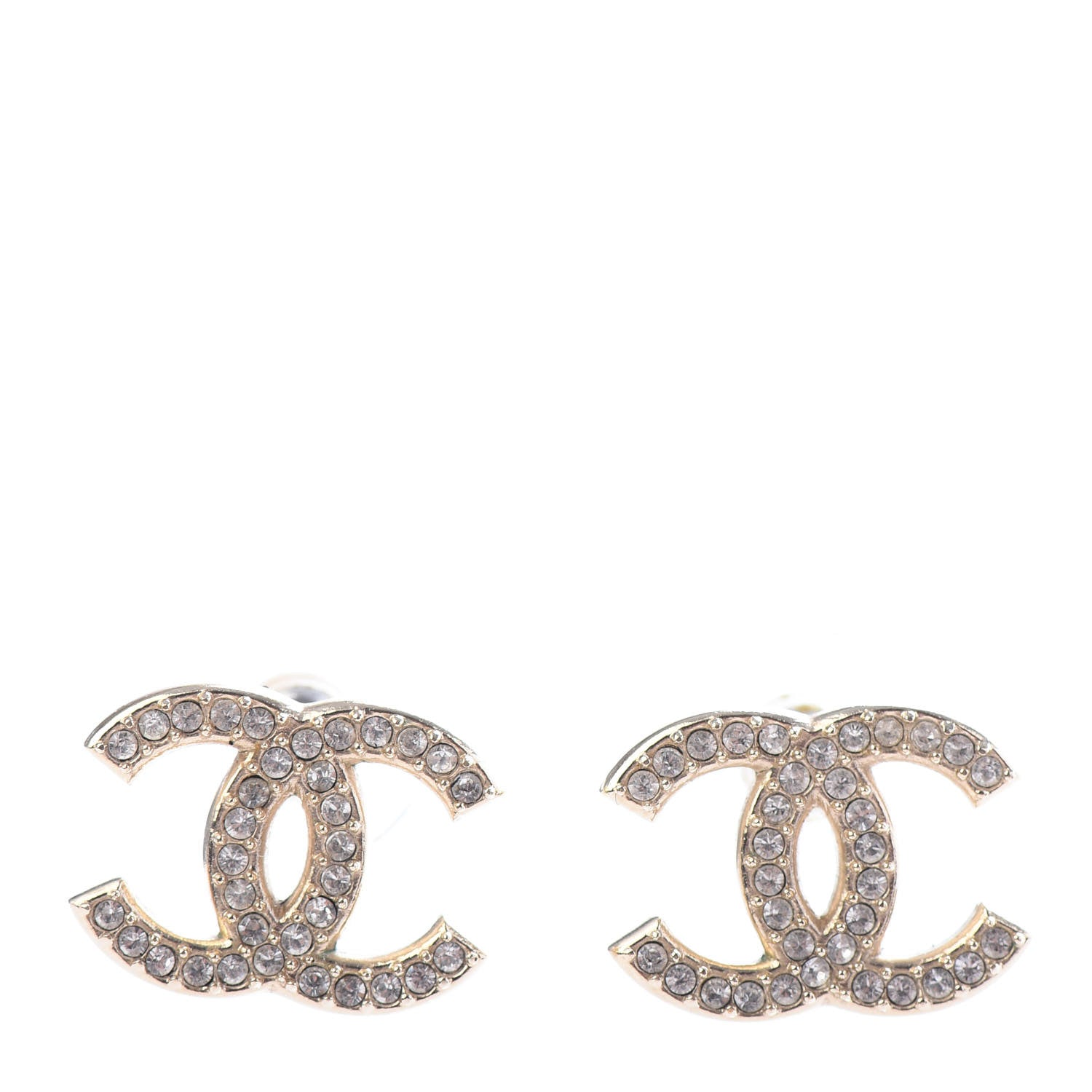 Chanel Crystal CC Earrings Gold 1 of 5