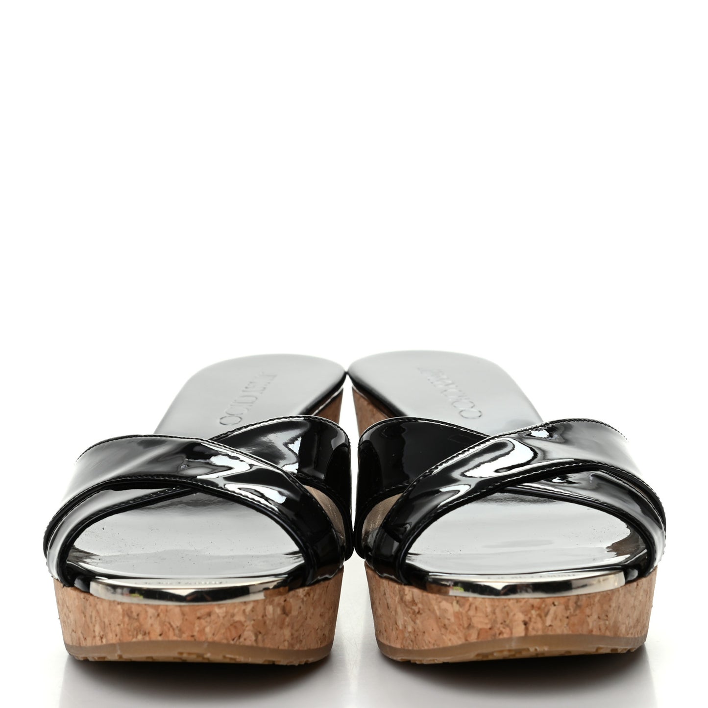 Patent Prima Cork Wedge Sandals 38 Black