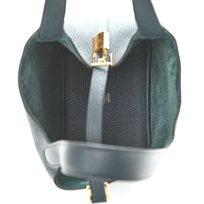 Hermes Taurillon Clemence Picotin Lock 18 PM Vert Cypress 5 of 9