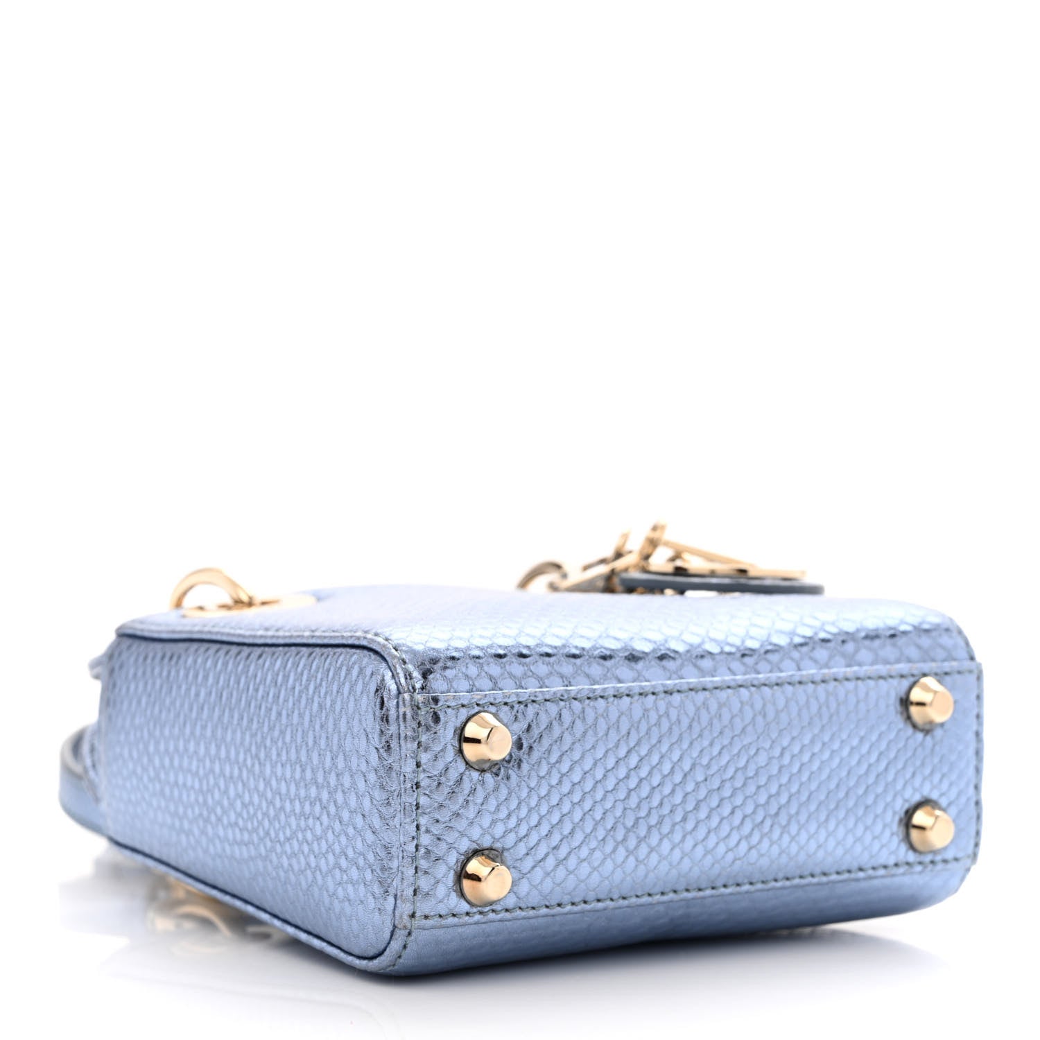 Christian Dior Metallic Karung Micro Lady Dior Light Blue 4 of 13
