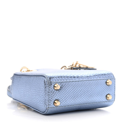 Christian Dior Metallic Karung Micro Lady Dior Light Blue 4 of 13