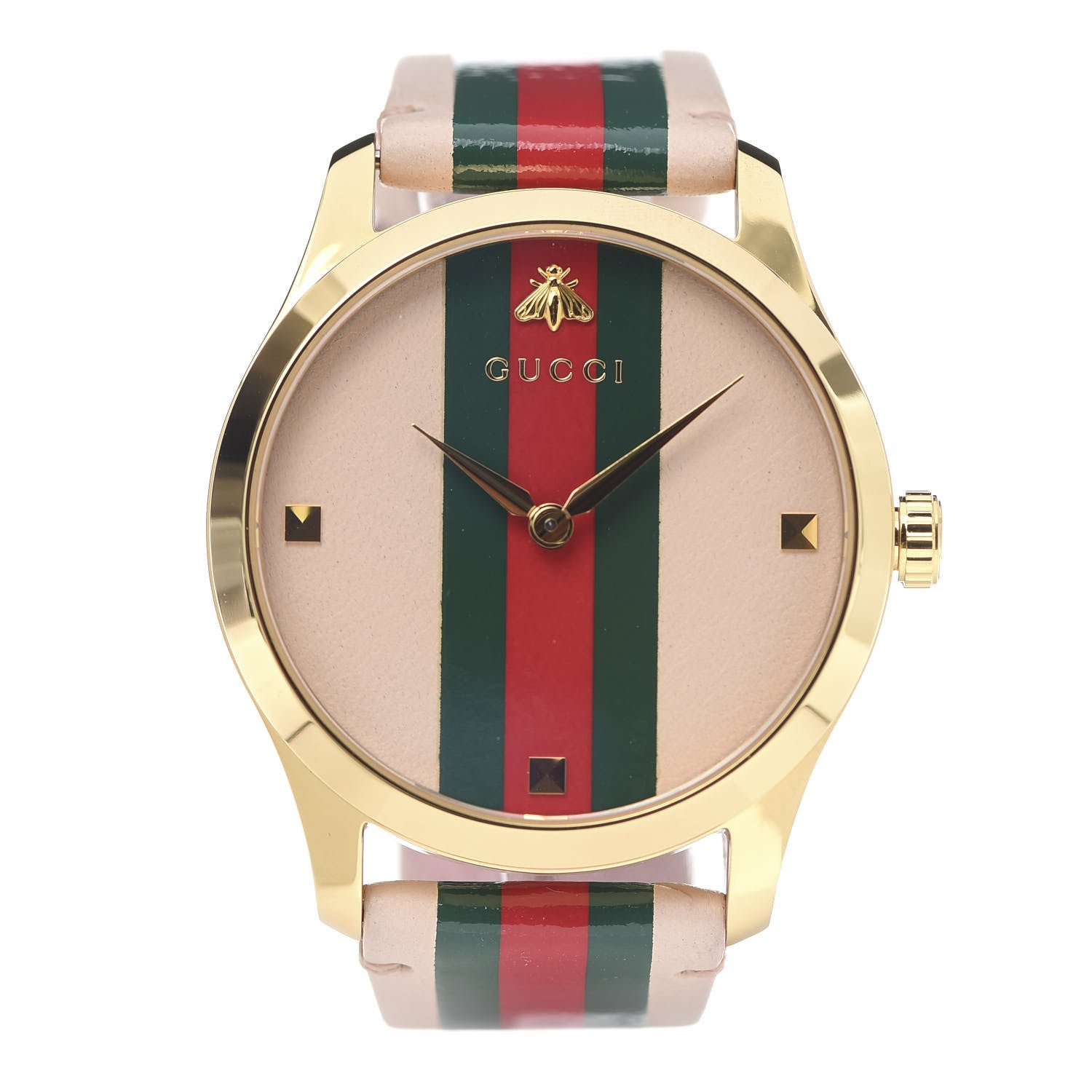 Gucci Stainless Steel Calfskin 38mm G-Timeless Stripe Web Quartz Watch Pink 1 of 5