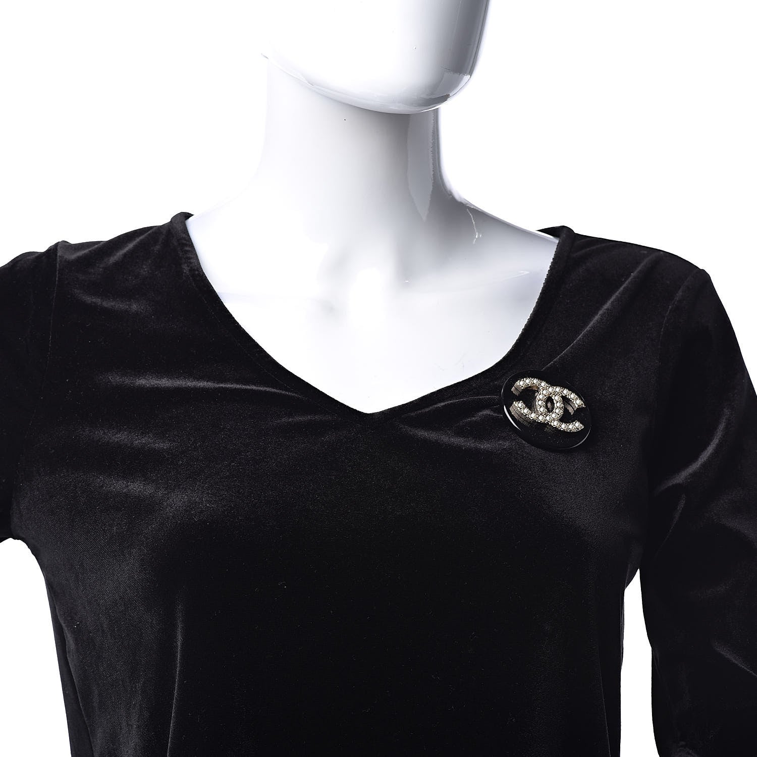 Chanel Resin Pearl Brooch Black 2 of 5
