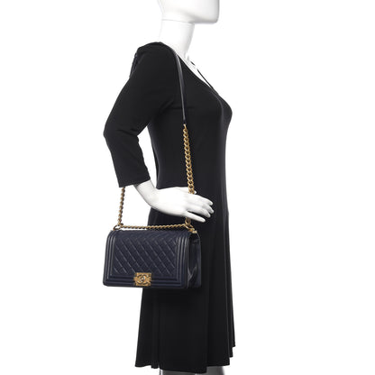 Chanel Caviar Quilted Medium Boy Flap Dark Blue 2 of 15