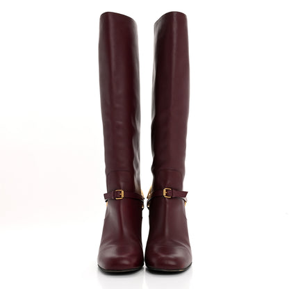 Gucci Calfskin Lifford Knee High Boots 40 Classic Burgundy 2 of 16