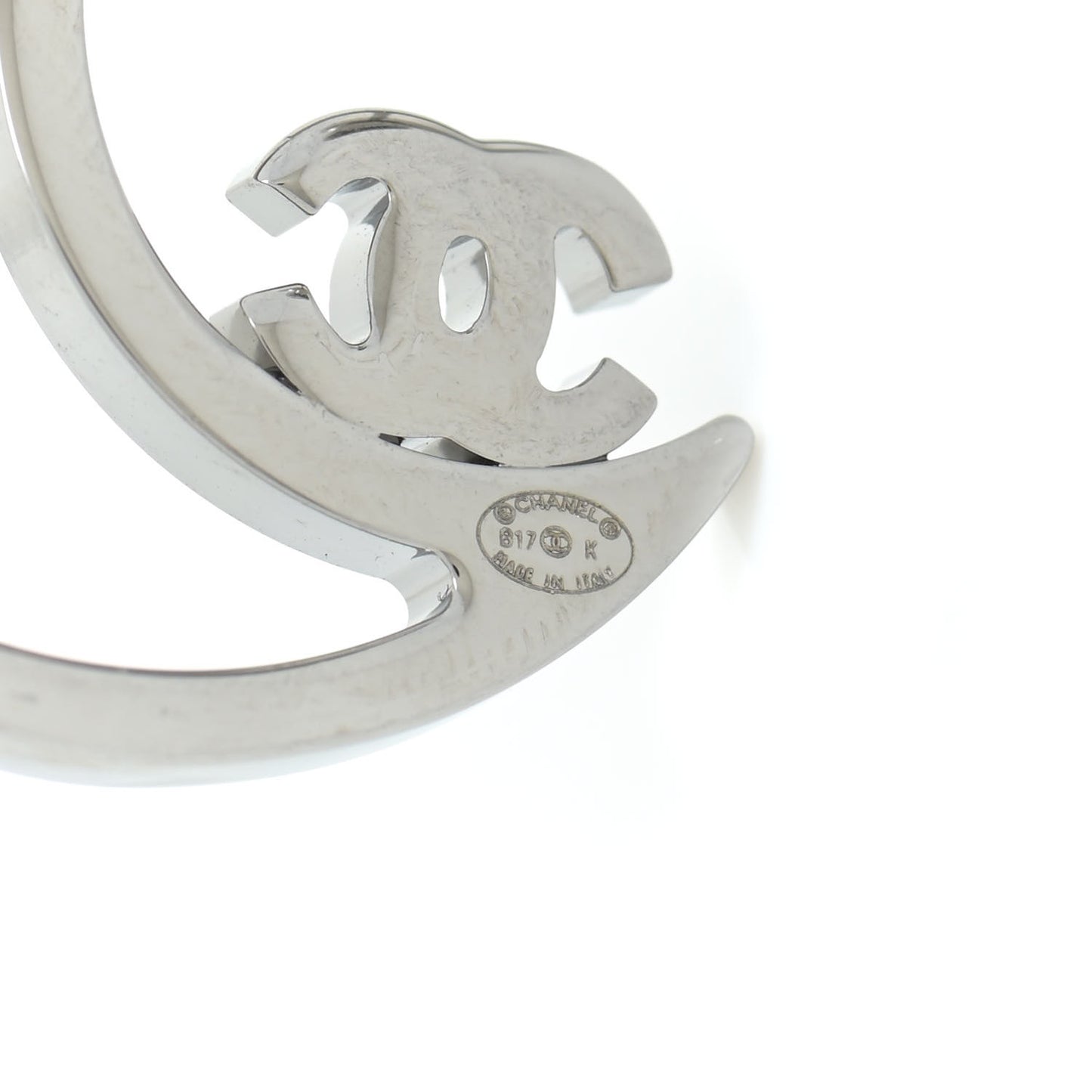 Crystal CC Moon Brooch Silver