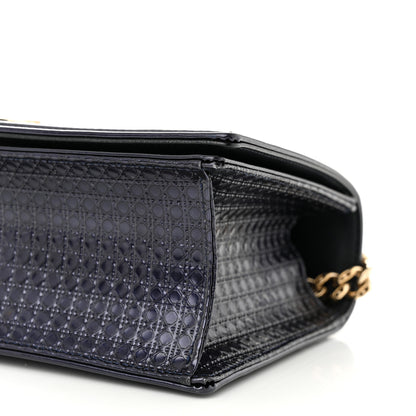Christian Dior Metallic Patent Micro-Cannage Medium Diorama Flap Bag Navy Blue 10 of 10