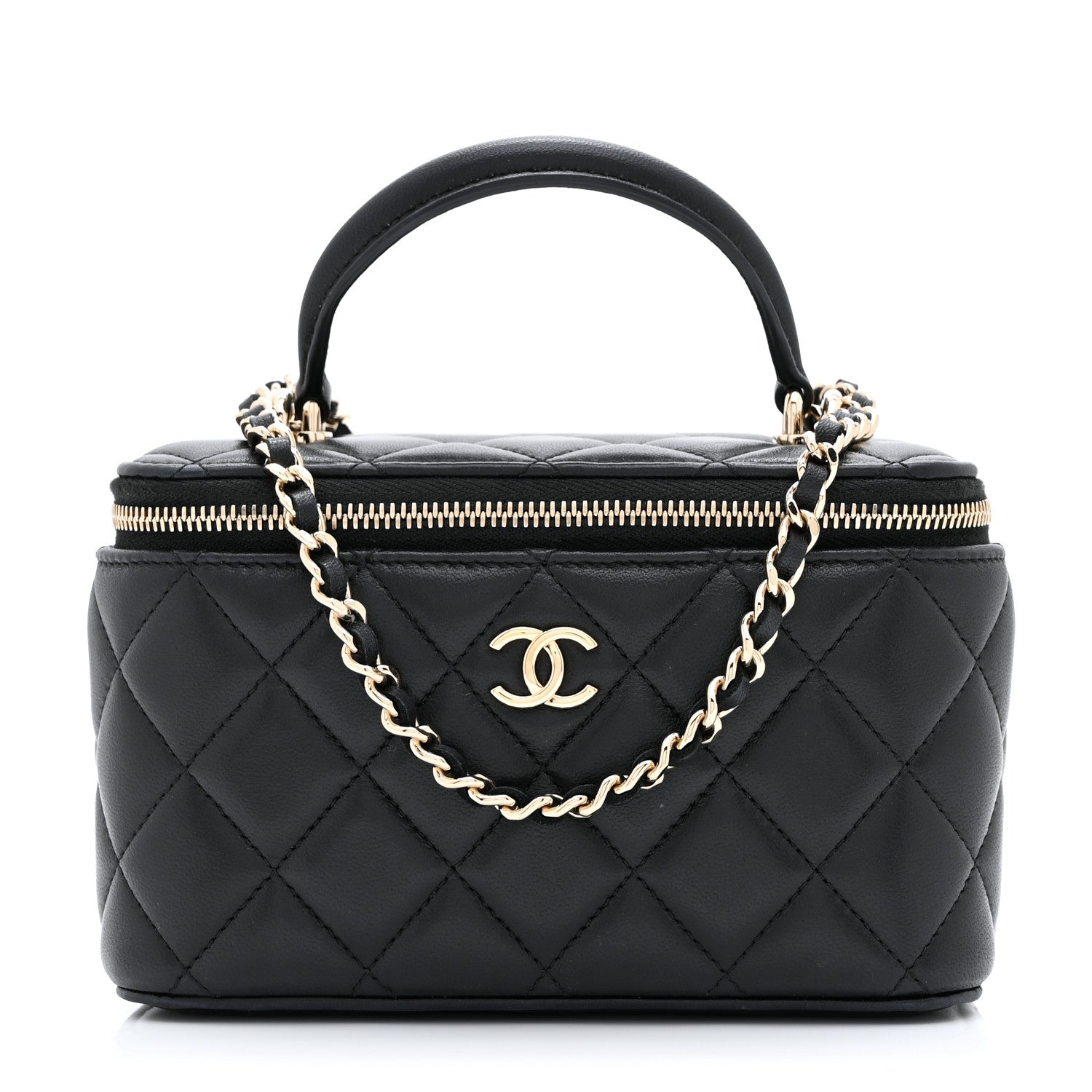 Chanel Lambskin Quilted Small Top Handle Vanity Case With Chain Black 1 of 10