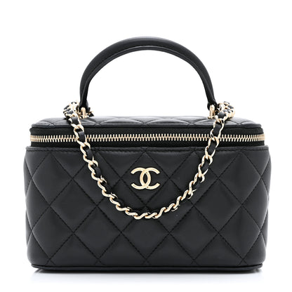 Chanel Lambskin Quilted Small Top Handle Vanity Case With Chain Black 1 of 10