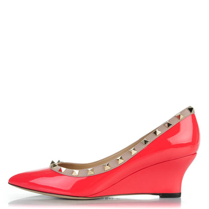 Valentino Garavani Patent Rockstud 70mm Wedges 36.5 Fragola Poudre 1 of 8