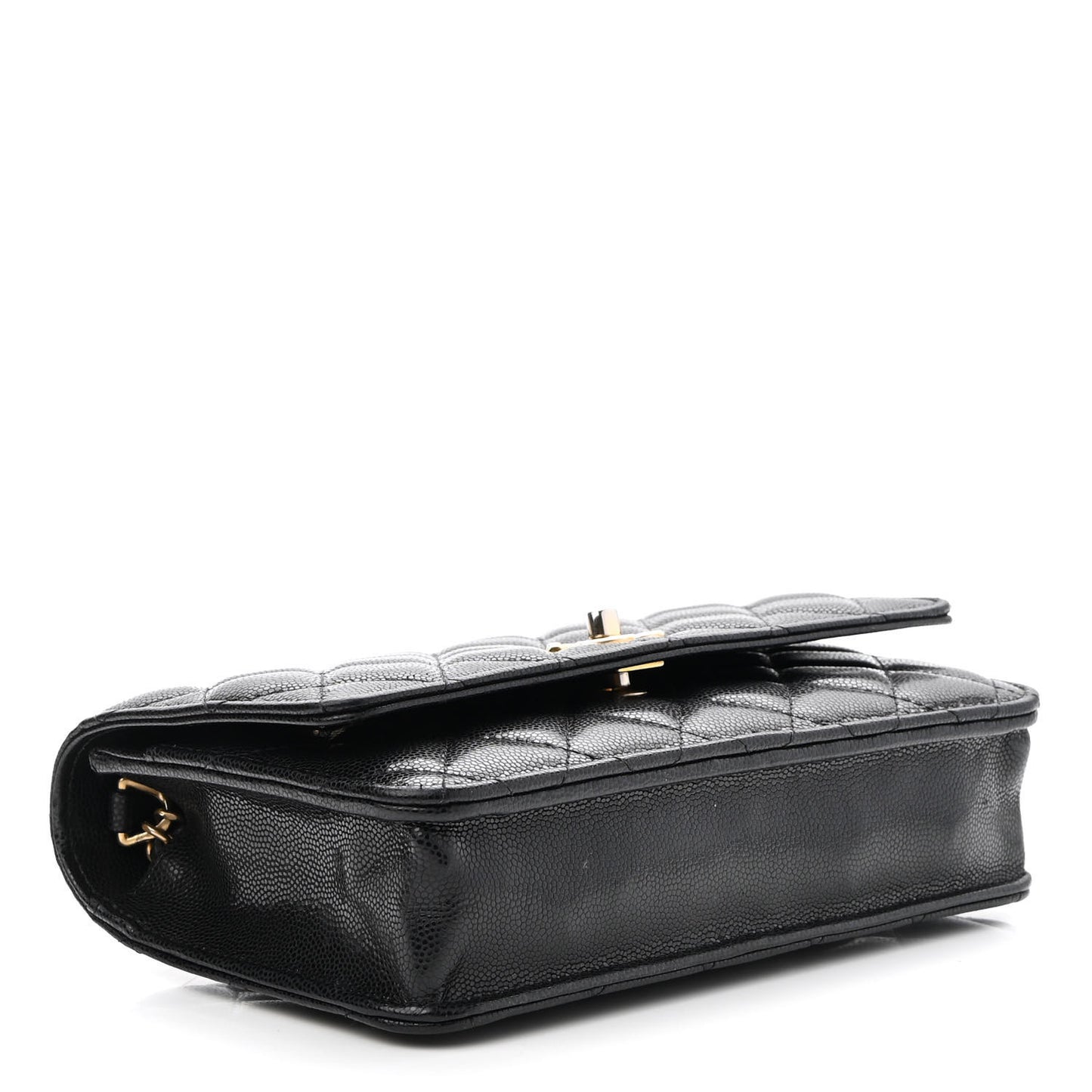 Caviar Quilted Twist Your Buttons Wallet On Chain WOC Black