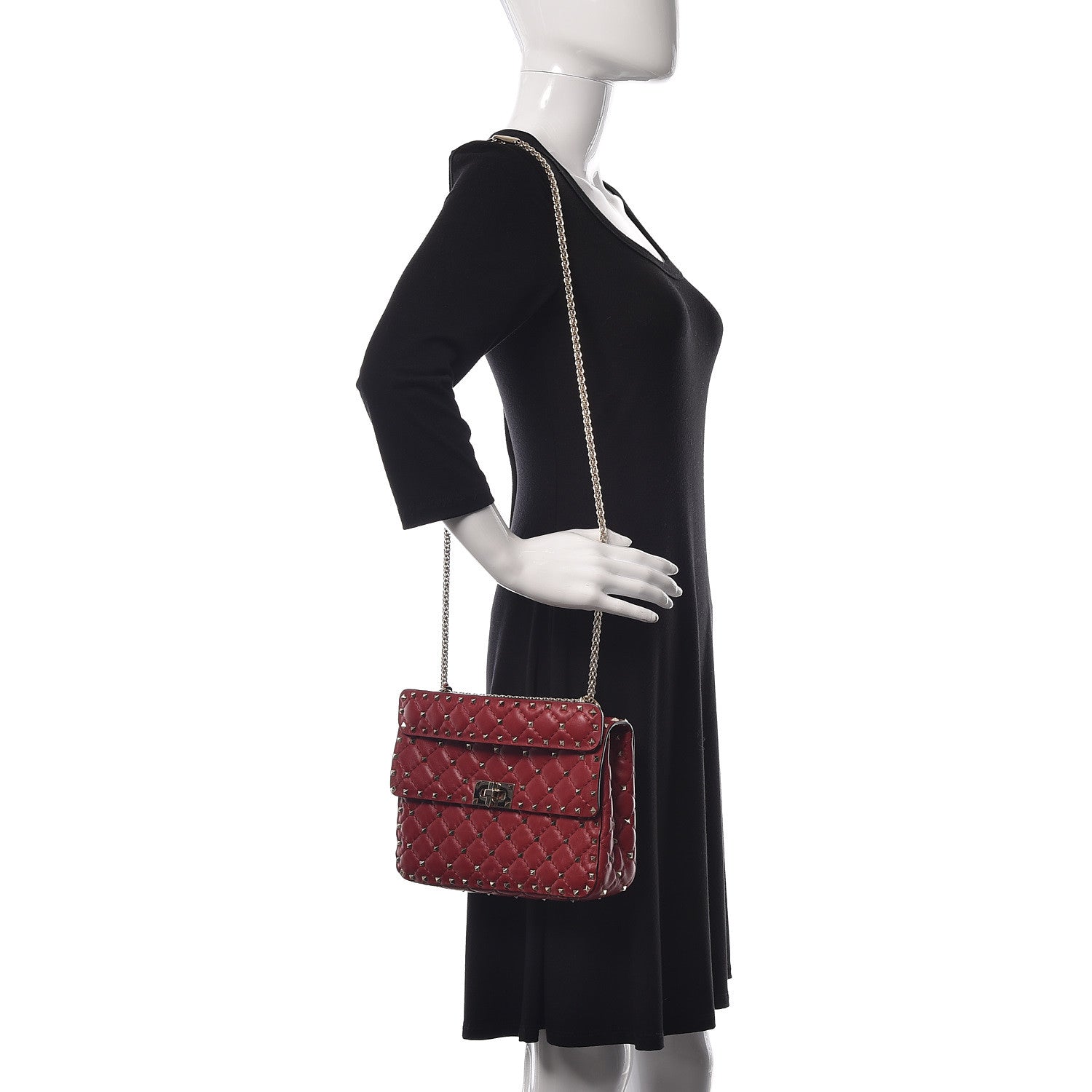 Valentino Garavani Nappa Medium Rockstud Spike Shoulder Bag Rosso Valentino 2 of 10